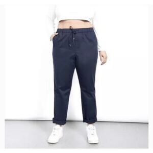 NEW Wildfang Essential Piped Drawstring Pants Navy Blue Medium Pull On NWT